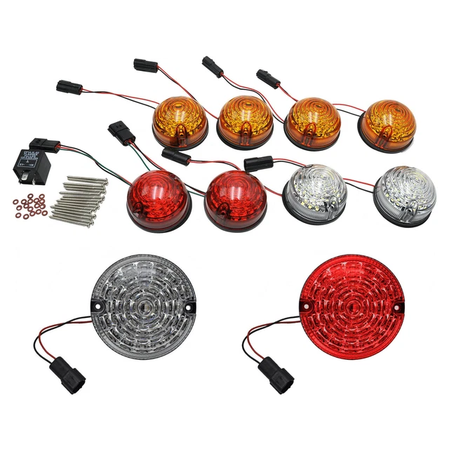 Njssjd Kit De Mise à Niveau De Lumière LED 73 Mm Transparent + Ambre + Rouge Pour Land Rover Defender 90 110