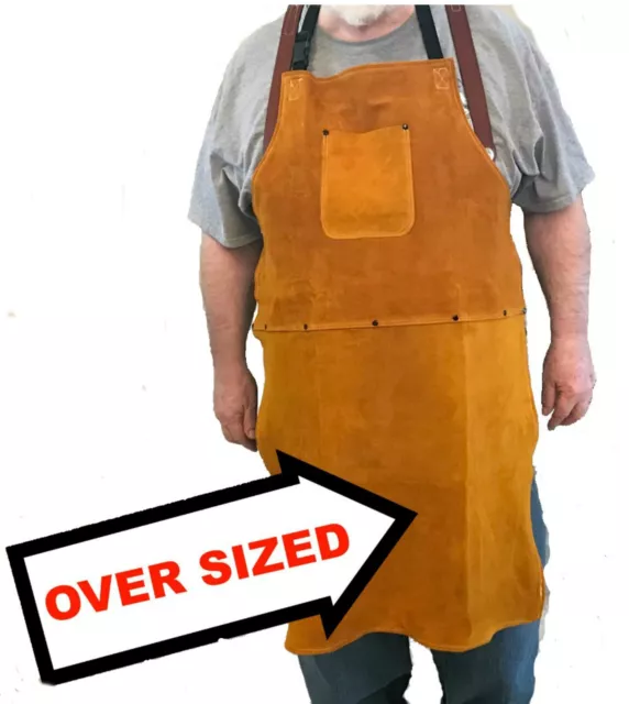 Oversized Leather Shop Apron / Safety Apparel For Welding, Woodworking, Smithing