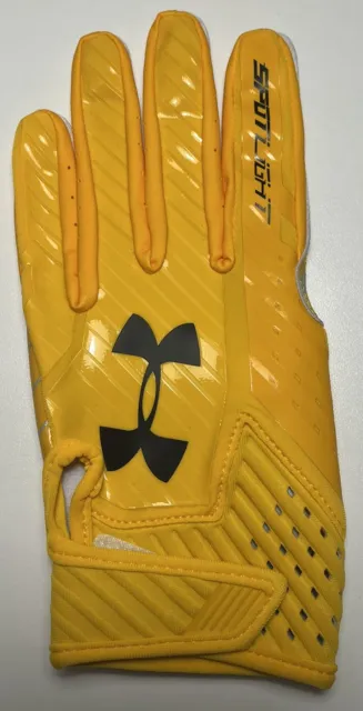 M Under Armour Spotlight Adult Leather Football Gloves Nfl Nwt Yellow Steelers