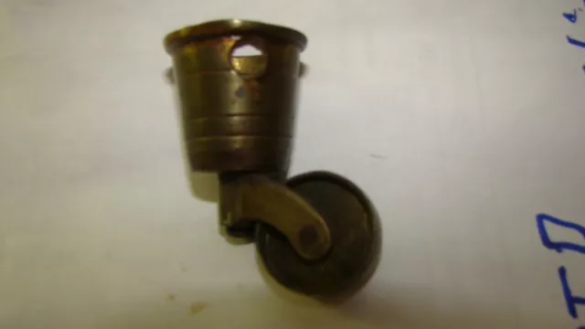 1 Antique Vintage Cast Brass Furniture Caster Feet Wheel Roller Cap