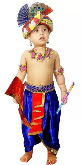 Boys Girls Janmastami Kanha Gopal Krishna Costume Dress For Kids US