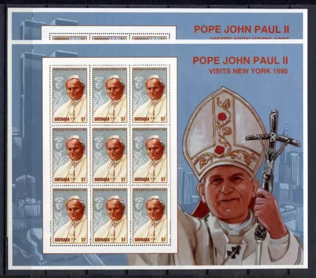 36301) Grenada 1995 MNH Pope John Paul II Visits Ny S/S