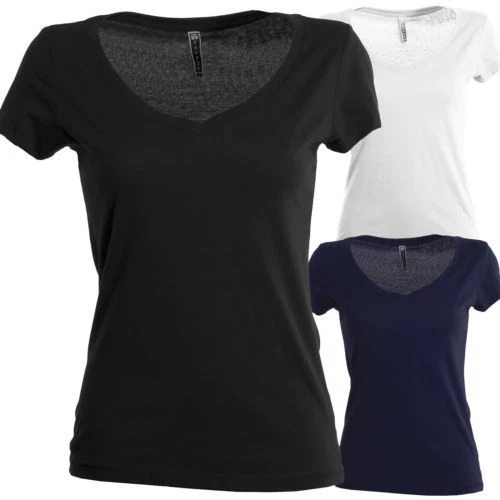 PAYPER T-Shirt FENCER Scollo a V Ampio Mezza Manica Corta da Donna Cotone Maglia