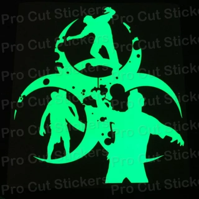 Large Zombie Dead Outbreak Glow in the Dark Luminescent Stickers Decals d2
