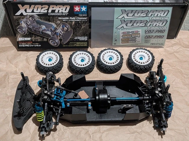 TAMIYA XV-02 Pro – Kit Châssis 1/10 RC Rallye – Transmission Cardan – Amortisseurs Alu – À Assembler – Dès 14 Ans