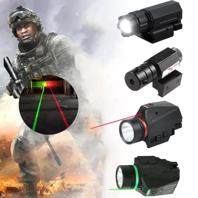 Combo LED Flashlight Green Red Dot Laser Sight For 20mm Rail Pistol Rifle Glock