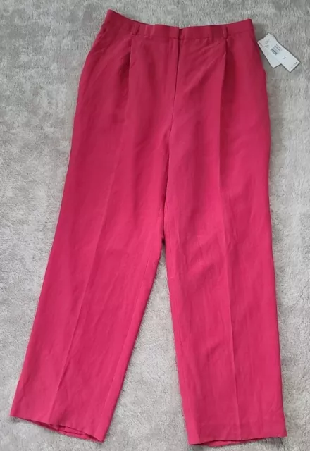 Nwt $119 JONES NEW YORK red SILK Trousers business dress PANTS lined 14 34 x 32