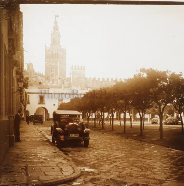 Spagna Siviglia Sevilla c1920 Foto Stereo Placca Lente Vintage V25L17n