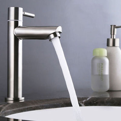 Bathroom Stainless Steel Basin Sink Faucets Single Handle Mixer Tap Deck Mounted