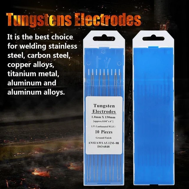 Durable 10 Pack Stainless Steel TIG Welding Electrodes with Longer Burning Time
