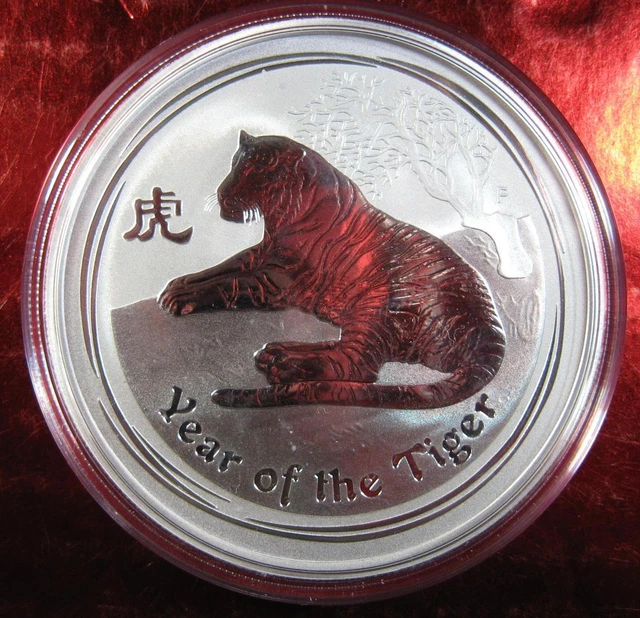 2010 AUSTRALIAN LUNAR YEAR OF THE TIGER - 2 oz. SILVER COIN *BU* Series II