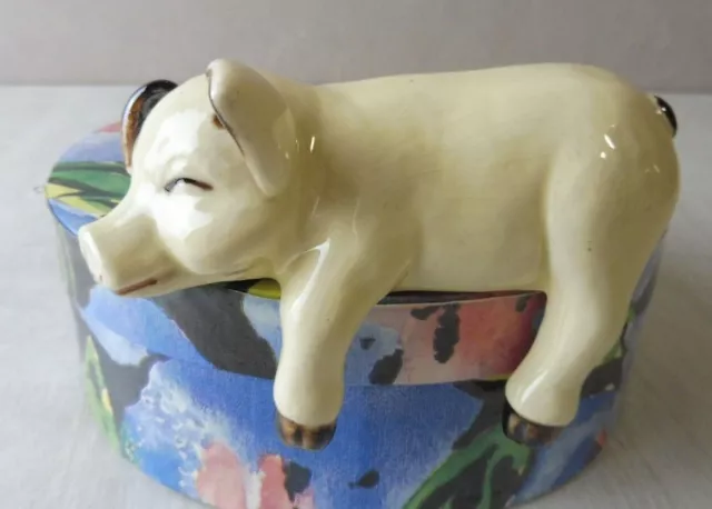 Ancienne figurine à poser, cochon, en terre cuite vernissée, Poterie Alsace