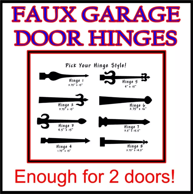 Decorative Garage Door Faux Hinges Hardware Kit Household 8 Pcs vinyl adhesive