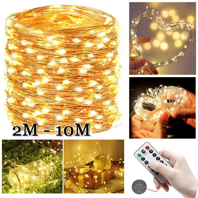 20-100 LED Battery Powered String Fairy Lights Copper Wire Waterproof Xmas Decor