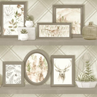 Whitcliffe Floral Élan Cerf Beige Métallique Holden Papier Peint Elan 90722 