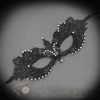 Anastasia Inspired Sexy Lace Masquerade Ball Mask with Rhinestones [Black]