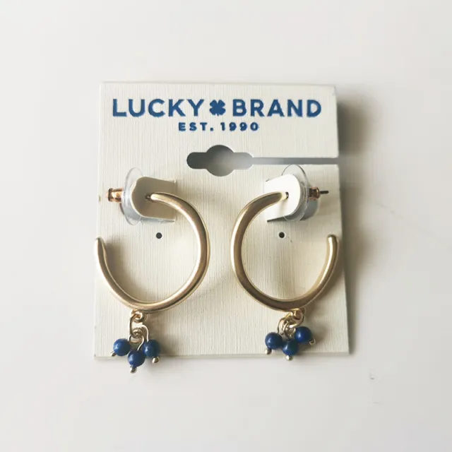 New Lucky Brand Beads C Hoop Earrings Gift Vintage Women Party Holiday Jewelry