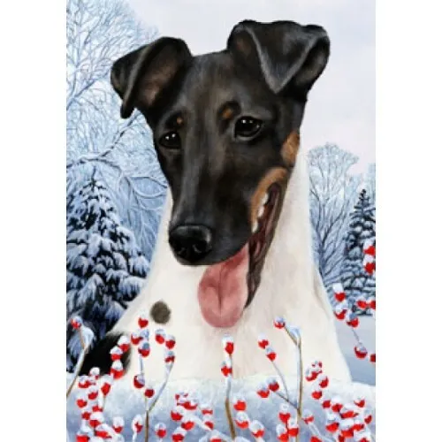 Winter House Flag - Tri Smooth Fox Terrier 15212