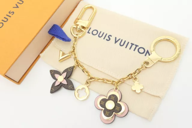 LOUIS VUITTON Louis Vuitton bijoux sack shenne key holder M64266 metal  rhinestone silver bag charm ring monogram flower