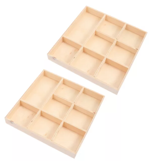 6 Pcs Wooden Compartments Tray Stackable Display Storage Box