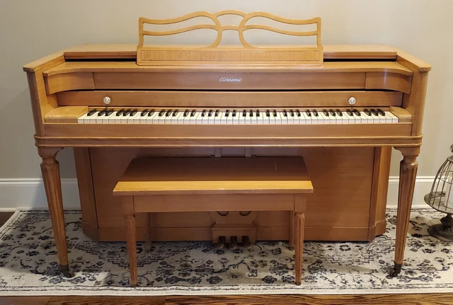 1947 Baldwin Acrosonic piano in original prima vera finish - with bench