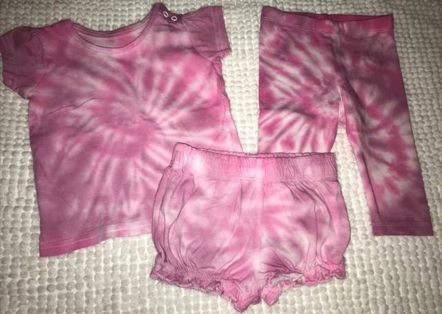 Primark F&F Matalan Baby Girls Tie-Dye Set Age 3-6 Months T Shirt Leggings Short