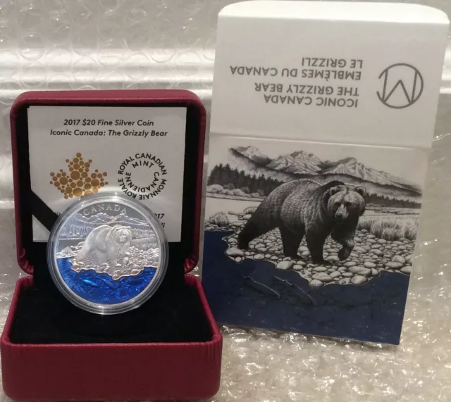 2017 Masters Club Coin Grizzly Bear $20 1OZ Pure Silver Proof Coin Canada