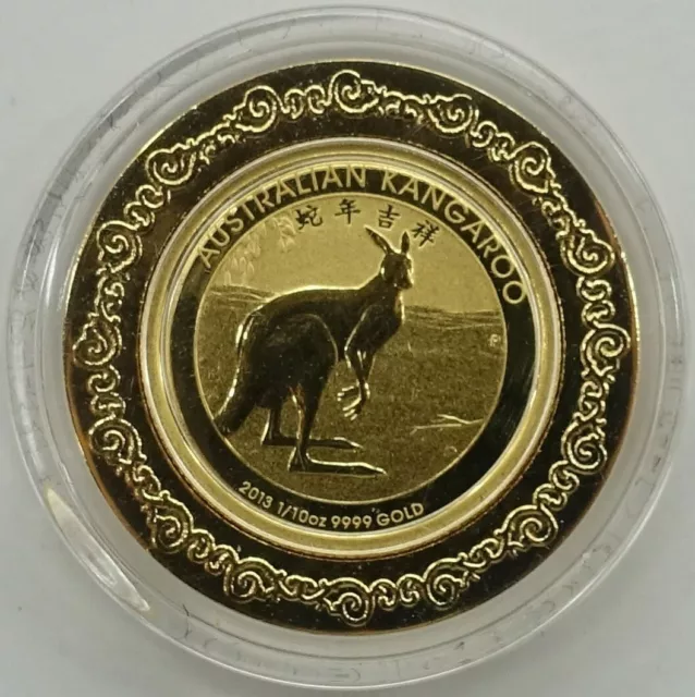 AUSTRALIA $15 2013 1/10oz GOLD Kangaroo with Chinese Privy Perth Mint