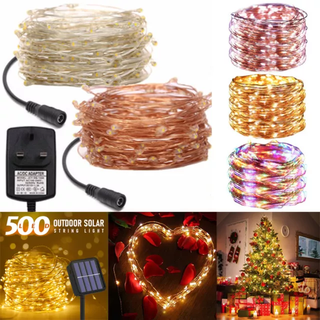 Xmas Fairy String Lights 100-500LED Mains Plug In Christmas Tree Indoor Outdoor