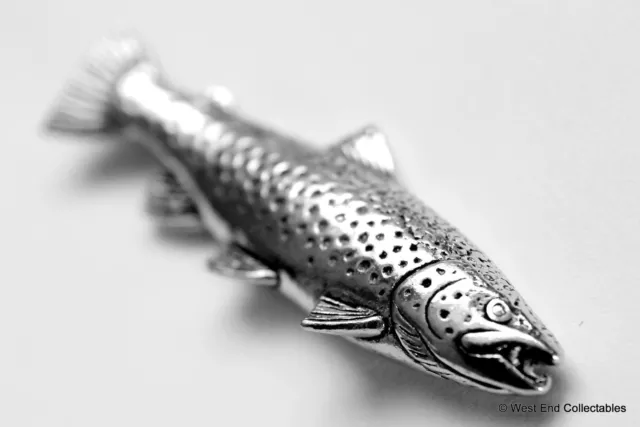 Wild Brown Trout Fish Pewter Pin Brooch - UK Made - Fly Fishing Angling Gift 2