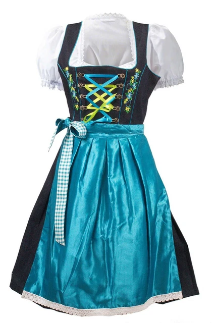 Jeans Denim dirndl dress Authentic Embroidered Dirndl 3pcs dirndl vintage dress