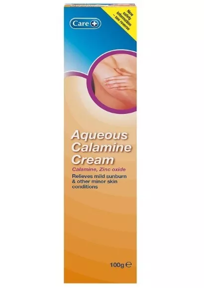 Care Aqueous Calamine Cream 100g Relieves Mild Sunburn Chickenpox