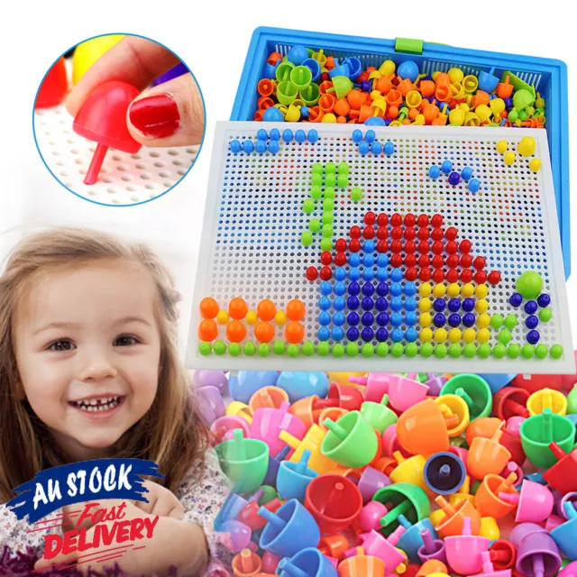 Kids Creative Children Puzzle Pegs Board 296 Educational Learning Toys DIY Gift