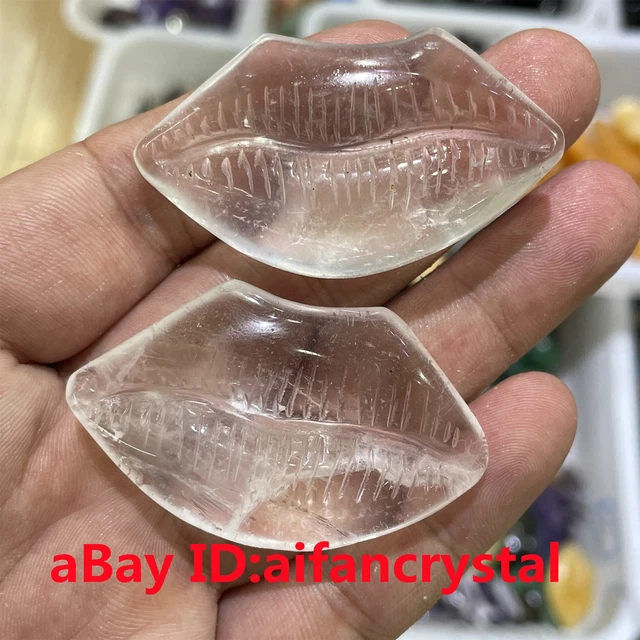 1PC Natural White crystal red lips Carved red lips Reiki quartz crystal Healing 3