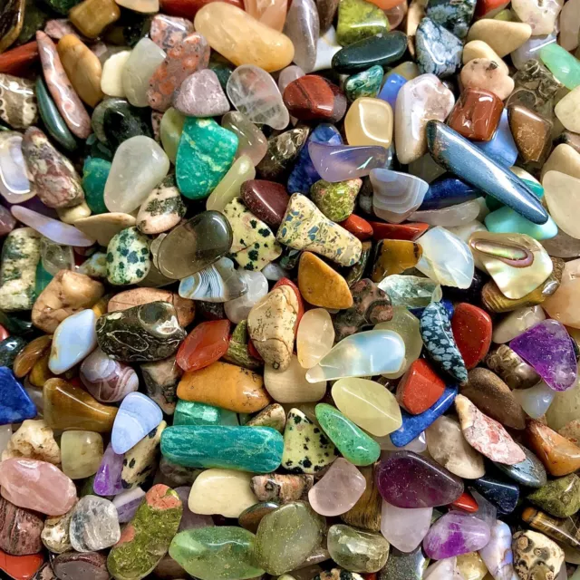 1lb TINY Mixed Tumbled Stone Chips - Polished Rocks - Art & Craft Supplies