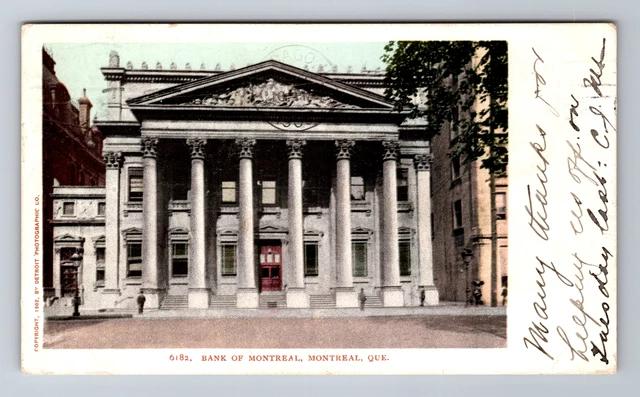 Montreal-Quebec, Bank of Montreal, Antique Vintage c1905 Postcard
