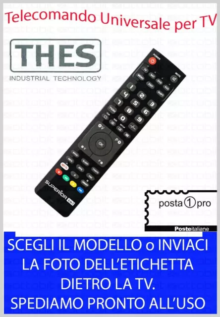 TELECOMANDO UNIVERSALE PER TV TELEVISIONE DVD BD THES SCEGLI