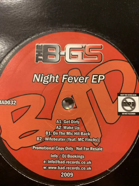 BAD RECORDS - The B-G's NIGHT FEVER EP - Hard House Bounce Donk 12"" DJ Vinyl