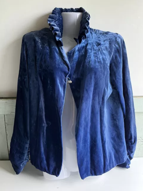 Antique Vintage 1920’s1930’s Silk Velvet Cobalt Blue Evening Jacket by Glentor