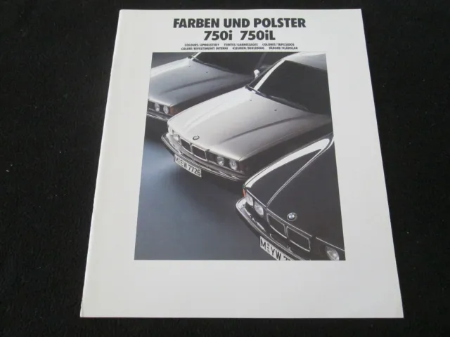 1990 1991 BMW 750i 750iL COLOR Chart Brochure E32 750 iL 7 Series Sales Catalog