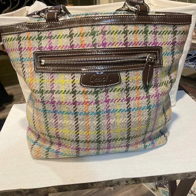 COACH Vintage Wool Tattersall Tweed PENELOPE Tote Shoulder Bag 15536