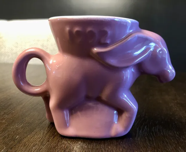 1992 Frankoma Pottery Democratic DEM Donkey Political Mug Vintage Mauve Pink