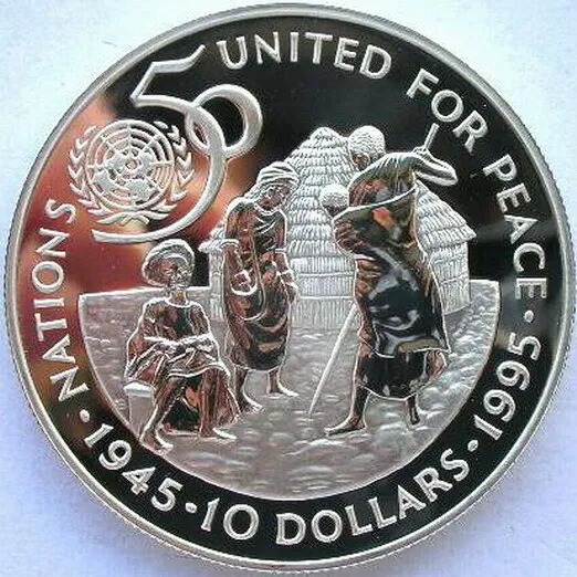 Namibia 1995 United Nations 10 Dollars Silver Coin,Proof