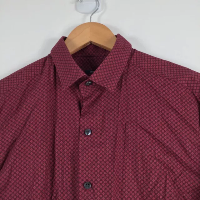 Bar III mens button up shirt size M slim fit red geometric long sleeve 015058 3