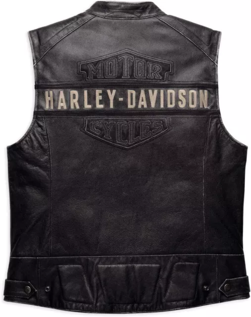 Harley Davidson Real cowhide Leather Biker Vest Jacket Moto Cafe Racer