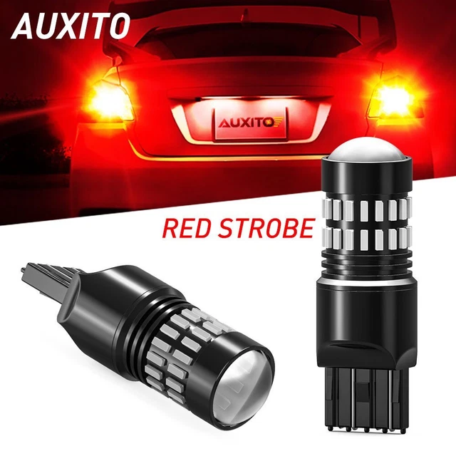 Strobe 7443 7444 7440 LED Brake Stop Light Bulbs Flash Red Replace Halogen Bulbs