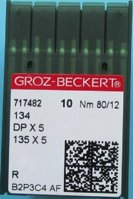 Agujas De Máquina De Coser Industrial Groz Beckert 134R Dpx5 Talla 12/80 (376)