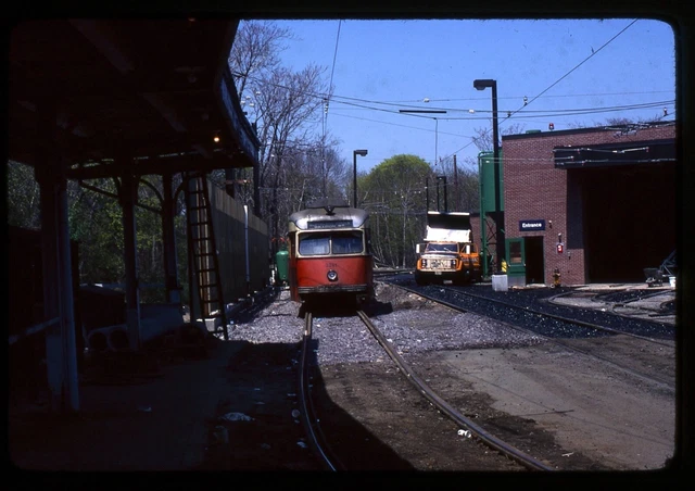Trolley Slide - MBTA #3241 PCC Streetcar Boston College Yard 1979 Inspection x2