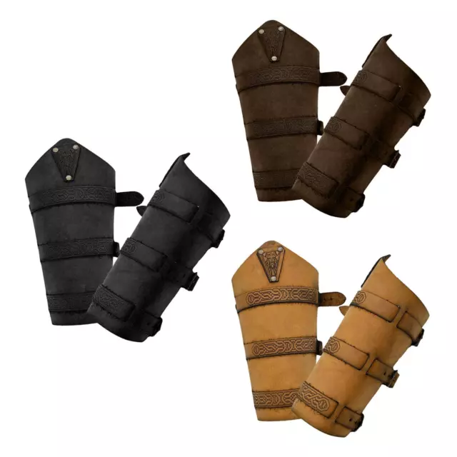 2x Medieval Arm Bracers Gauntlet Knight Nordic Wrist Guard for Cosplay Photo