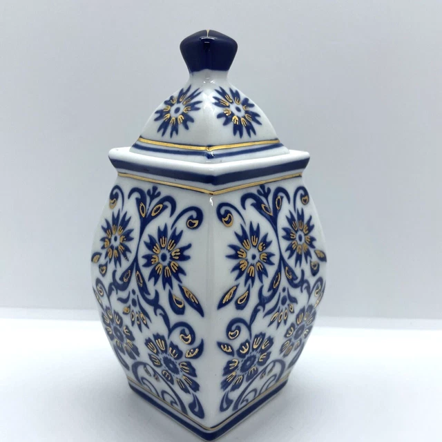 N2 Chinesisches Blau Weissgold Porzellankopf Inwerglas Topf Blumenurne Ornament 6